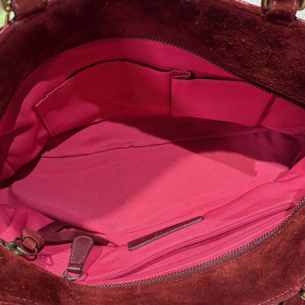Coach 8B03 Burgundy Suede Hampton Bordeaux Tote - Picture 13 of 15